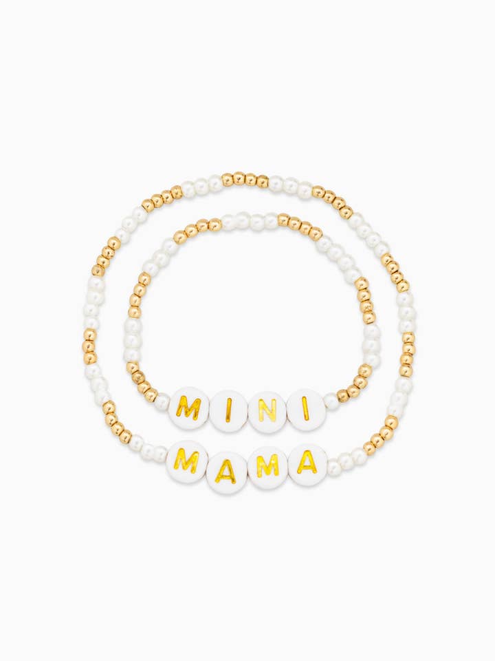 Conjunto de Pulseras con Cuentas de Crema Dorada Mini Mama para venta al por mayor de Sessori