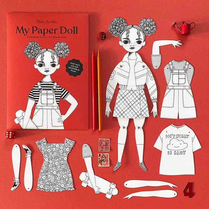 Of Unusual Kind - Wholesale DIY Craft Kit - Kids - FRANKIE COLORING PAPER DOLL KIT