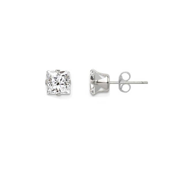 Snooty Jewelry - Vendita all'ingrosso Orecchini a bottone - Orecchini a bottone in argento Sterling, 6 mm, quadrati, con cristalli Swarovski