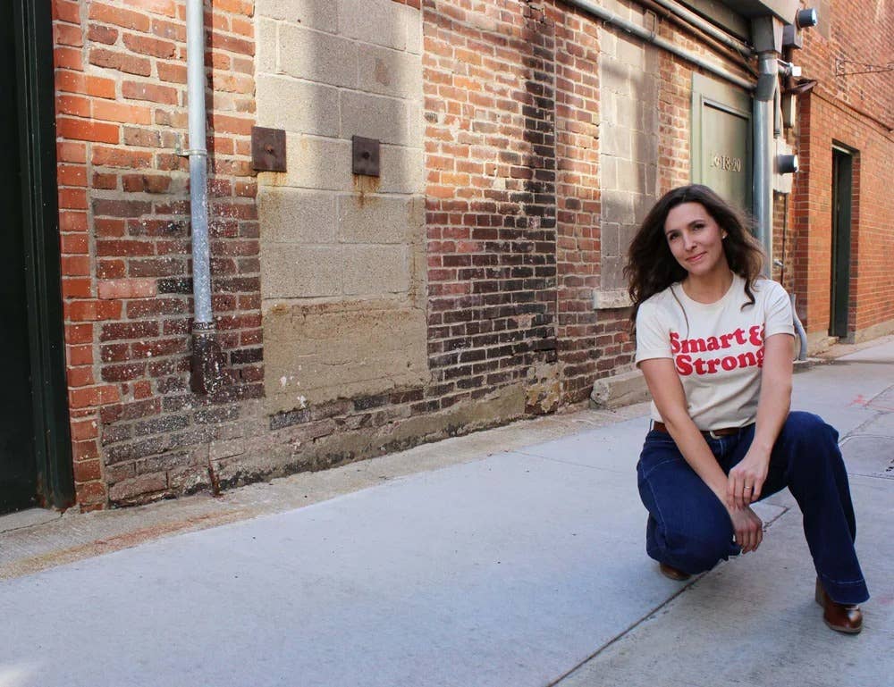 Yonder Studios - Wholesale Screen Printed T-Shirt - Women's - Smart and Strong Shirt in Red2