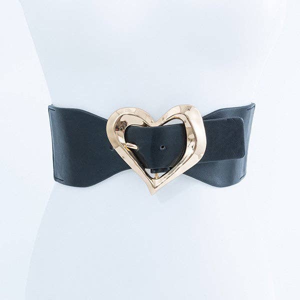 GOLD HEART SHAPED BUCKLE FASHION BELT for wholesale by Naomi's Happy Place Shop