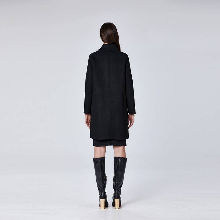 Smart and Joy - Wholesale Coat - Women's - Minimalist wool coat with a round collar10