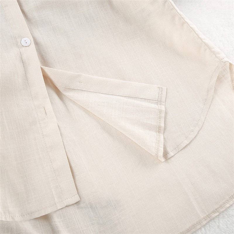 FurDecoration – wholesale Sleepwear set – Women's – Women's Cotton Linen Seven-Quarter Sleeve Pajama Set with Shorts2