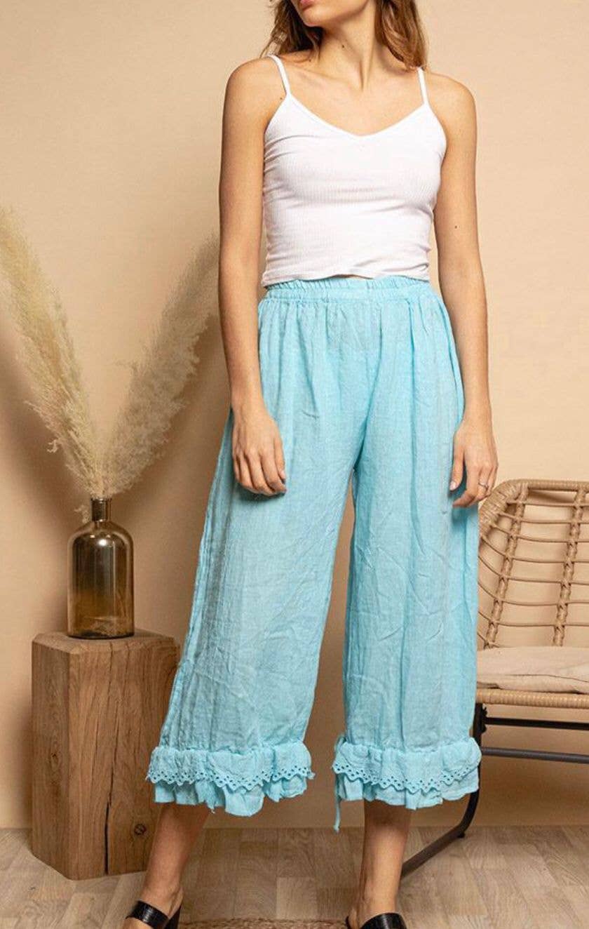 la maison des fibres naturelles - Wholesale Broek - Dames - Elegante broek met opengewerkt borduurwerk 9204 van 100% linnen7