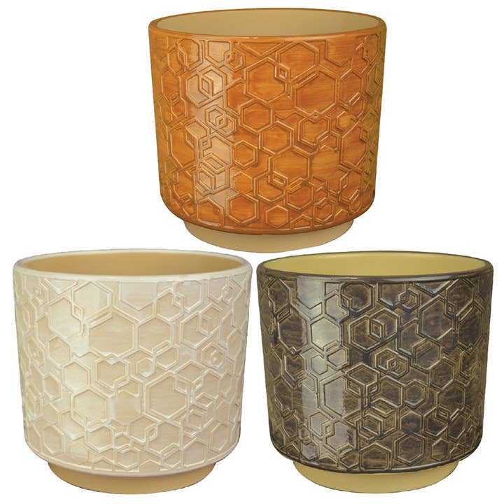 RCS Gifts - Wholesale Plant Pot - Geometric Glazed Terracotta Planters – 6 pc Assortment