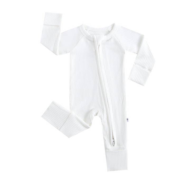 Snow Ribbed Zippered Baby Romper for wholesale by Luxie Charm