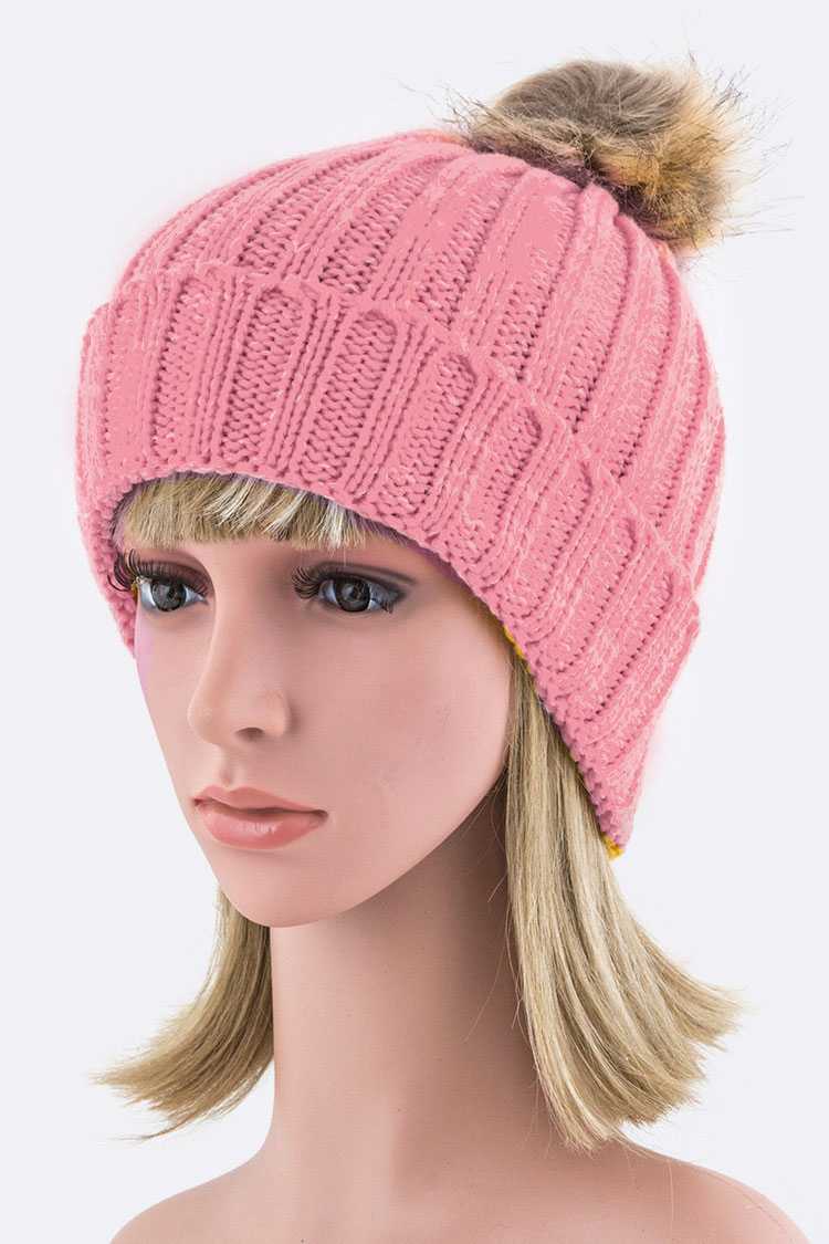 Artini Accessories - Wholesale Beanie - Women's - Detachable Fur Pom Fashion Beanie2