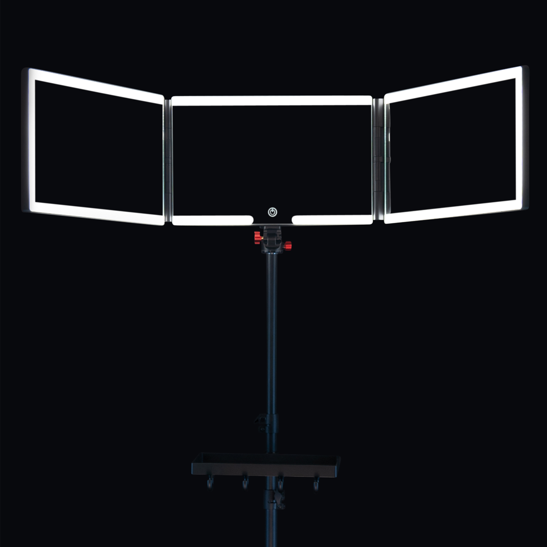 Self-Cut System - Wholesale Vanity Mirror - Self-Cut System Angel Lights Tripod 3 Way Mirror w/ dimmable LED lights3