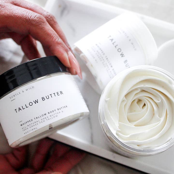 Subtle & Wild - Wholesale Facial Moisturizer - 8oz Unscented Tallow|Tallow Skincare|Beef Tallow|Tallow Bulk