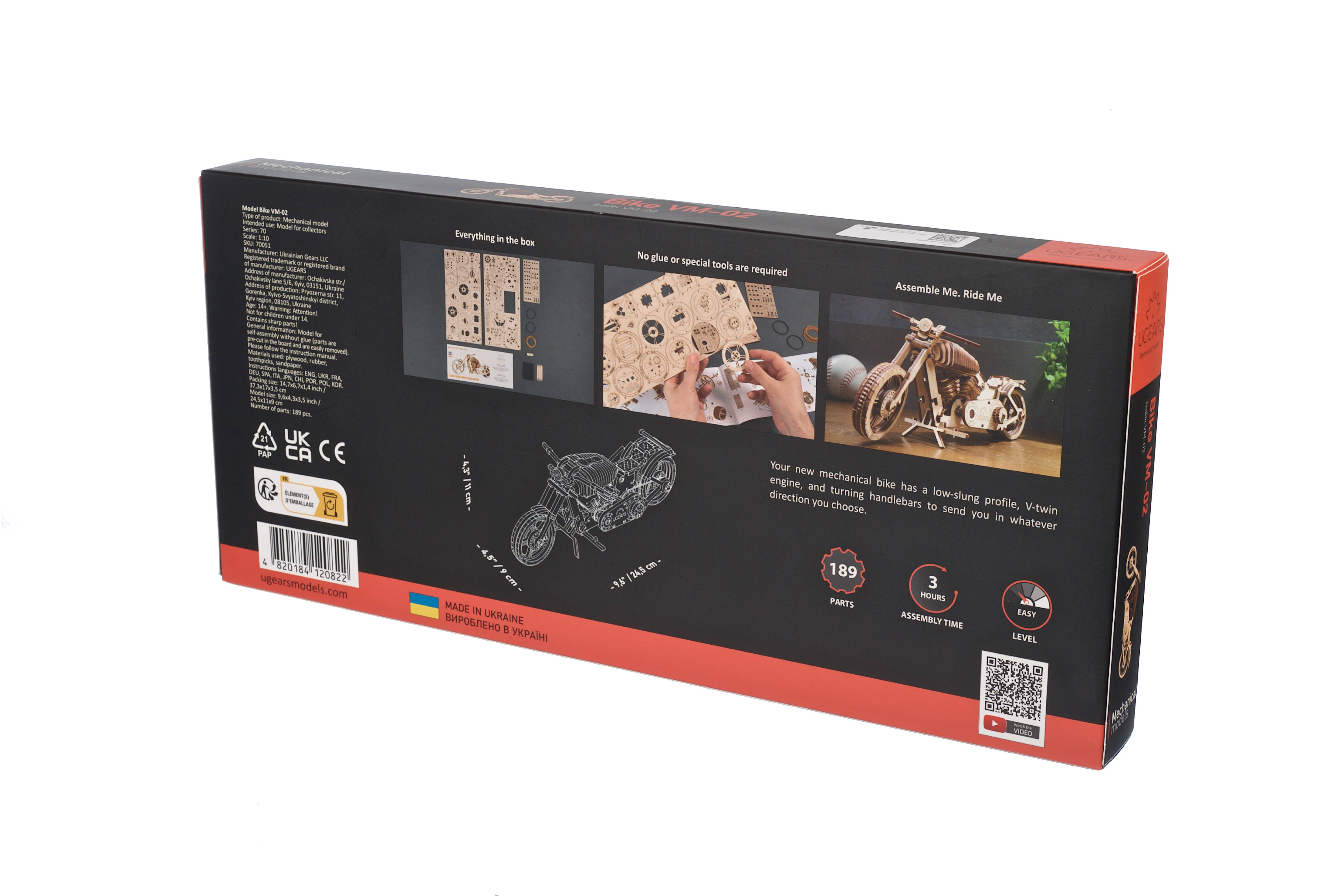 Ukidz LLC - Wholesale DIY Craft Kit - UGears Bike VM-02 -Wooden 3D Puzzles - DIY9