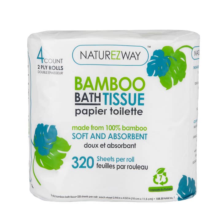 NatureZway - Wholesale Toilet Paper - Bamboo Bath Tissue | 2-Ply | 4 Rolls/Pack | Case of 481