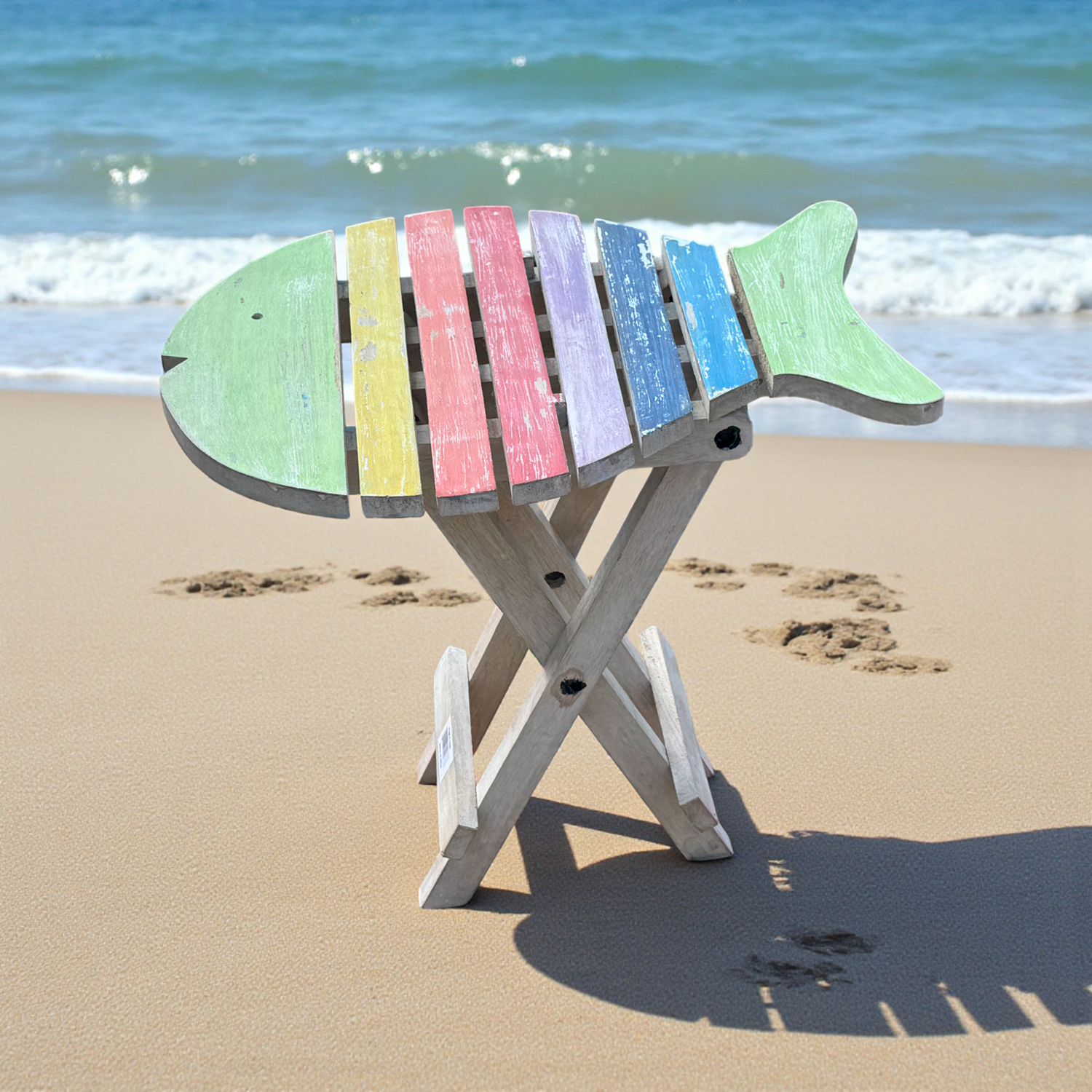 Wilco Home - Wholesale Side Table - Solid Mango Wood Fish Design Slatwood Folding Side Table4