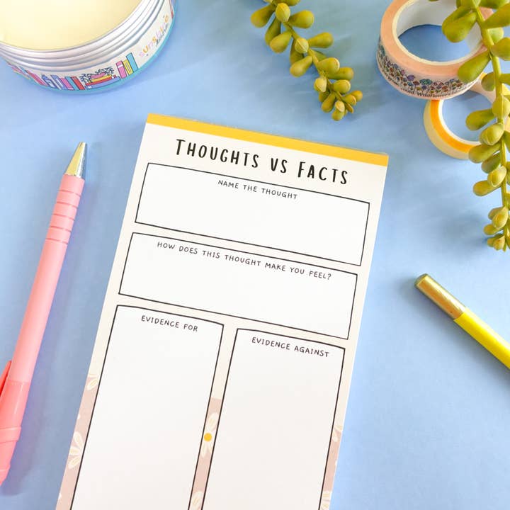 Sunshine Lane - Wholesale Notepad - Thoughts vs Facts Notepad - Challenge Negative Thoughts2