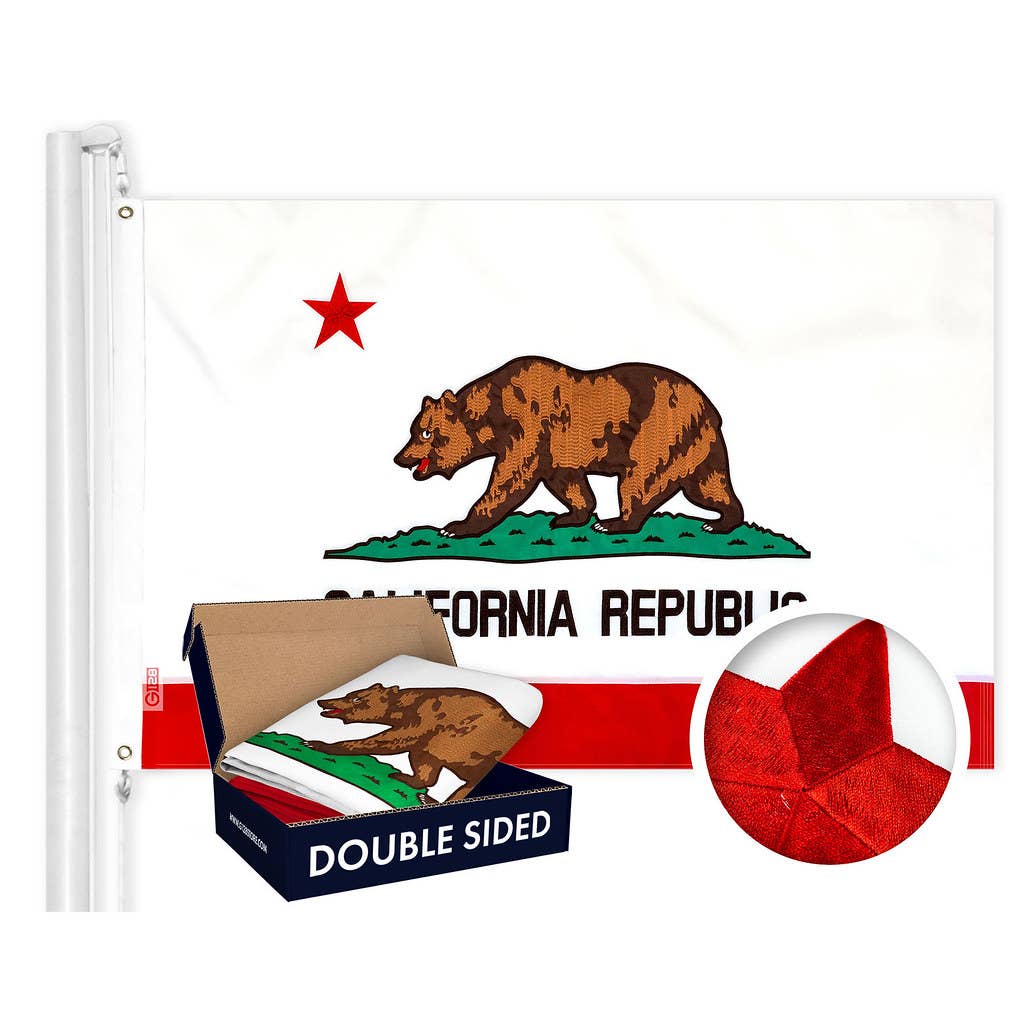 G128 - Wholesale Flag - California CA State Flag 2x3 Ft Double Sided Embr 210D Poly0