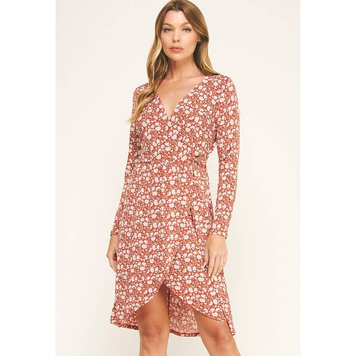 MODERN GRACE TULIP HEM MIDI DRESS WITH WAIST TRIM & ELEGANT for wholesale by Winslow Collection