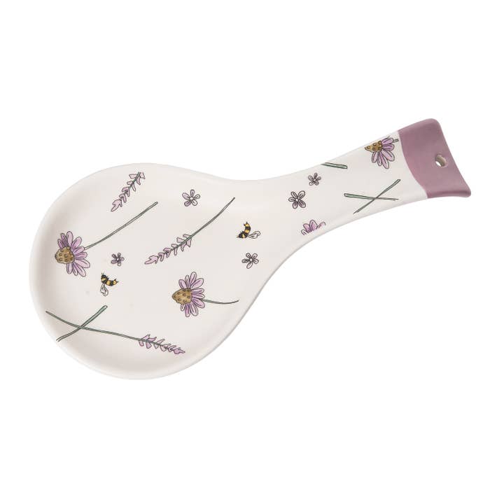 Transpac - Wholesale Spoon Rest - CLOSEOUT Lavender Lilac Ceramic Spoon Rest for Everyday Use