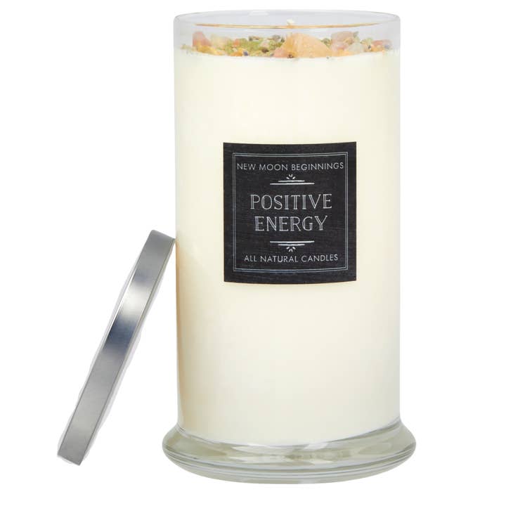 New Moon Beginnings - Wholesale Jar/Filled Candle - Positive Energy Candle - Soy Candles - Herb & Crystal Candle1