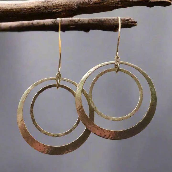 Brass Bohemian Artisan Earrings by Blackbird & Sage for wholesale by Blackbird & Sage Jewelry