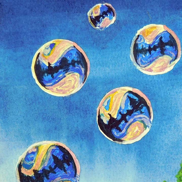 Dream Bubbles Abstract Watercolor Art Print for wholesale by SanBCreative