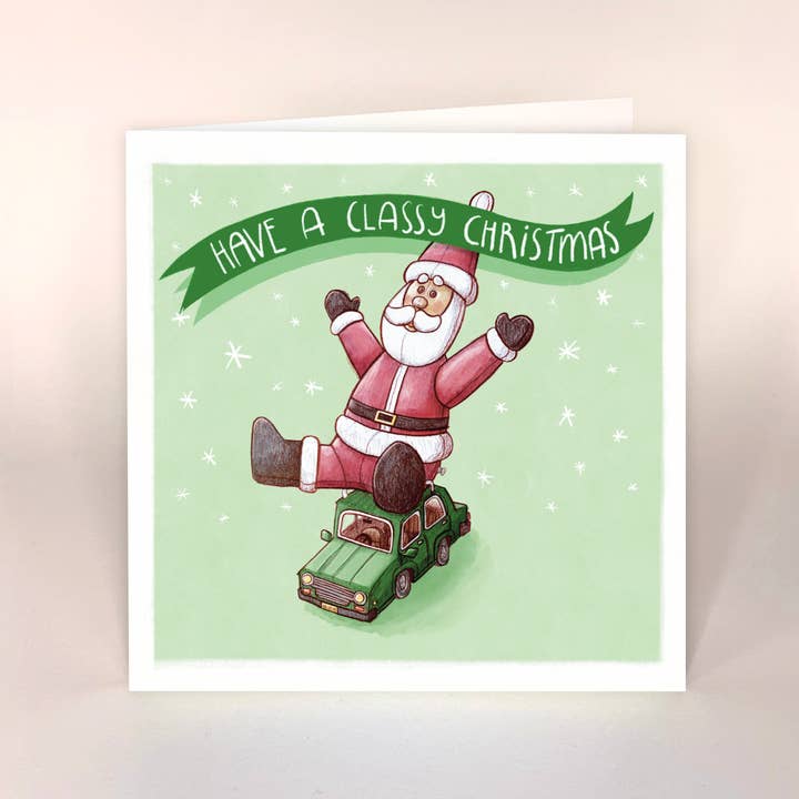 Père Noël géant - Noël chic - Carte festive amusante pour la vente par The Grey Earl