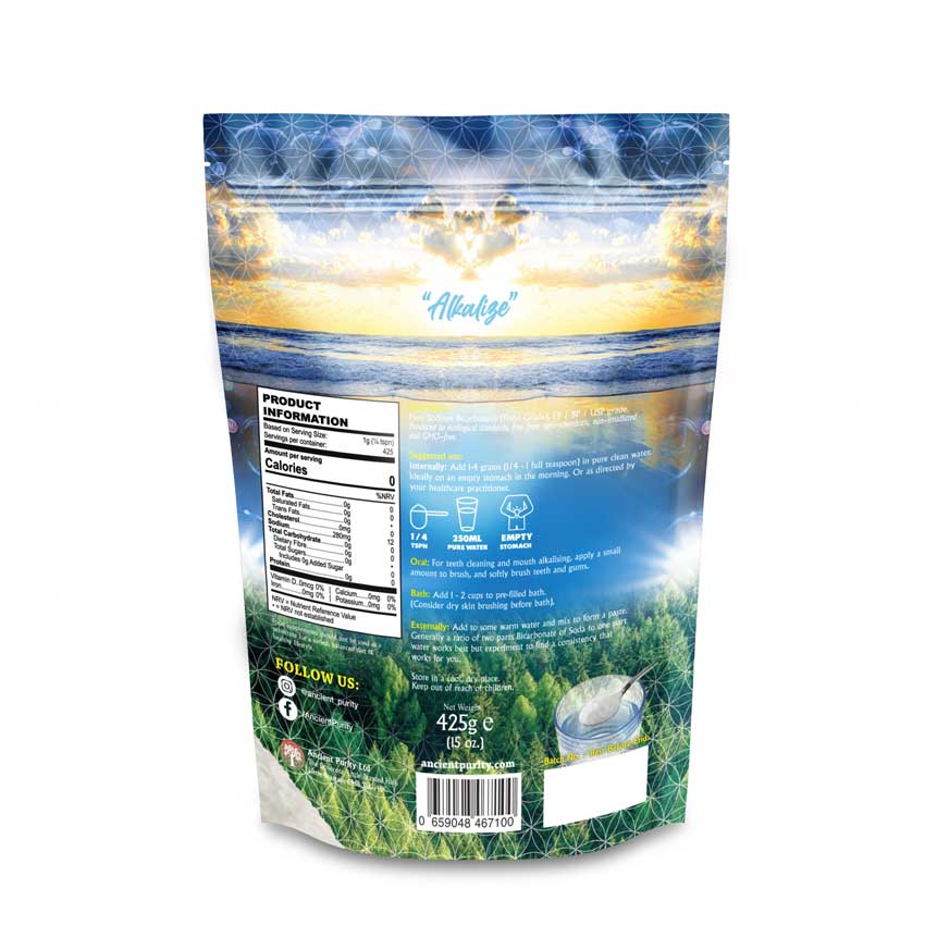 Ancient Purity - Venta al por mayor Suplementos/vitaminas para beber - Bicarbonato de sodio (Puro) 425g | Grado EP / BP / USP2