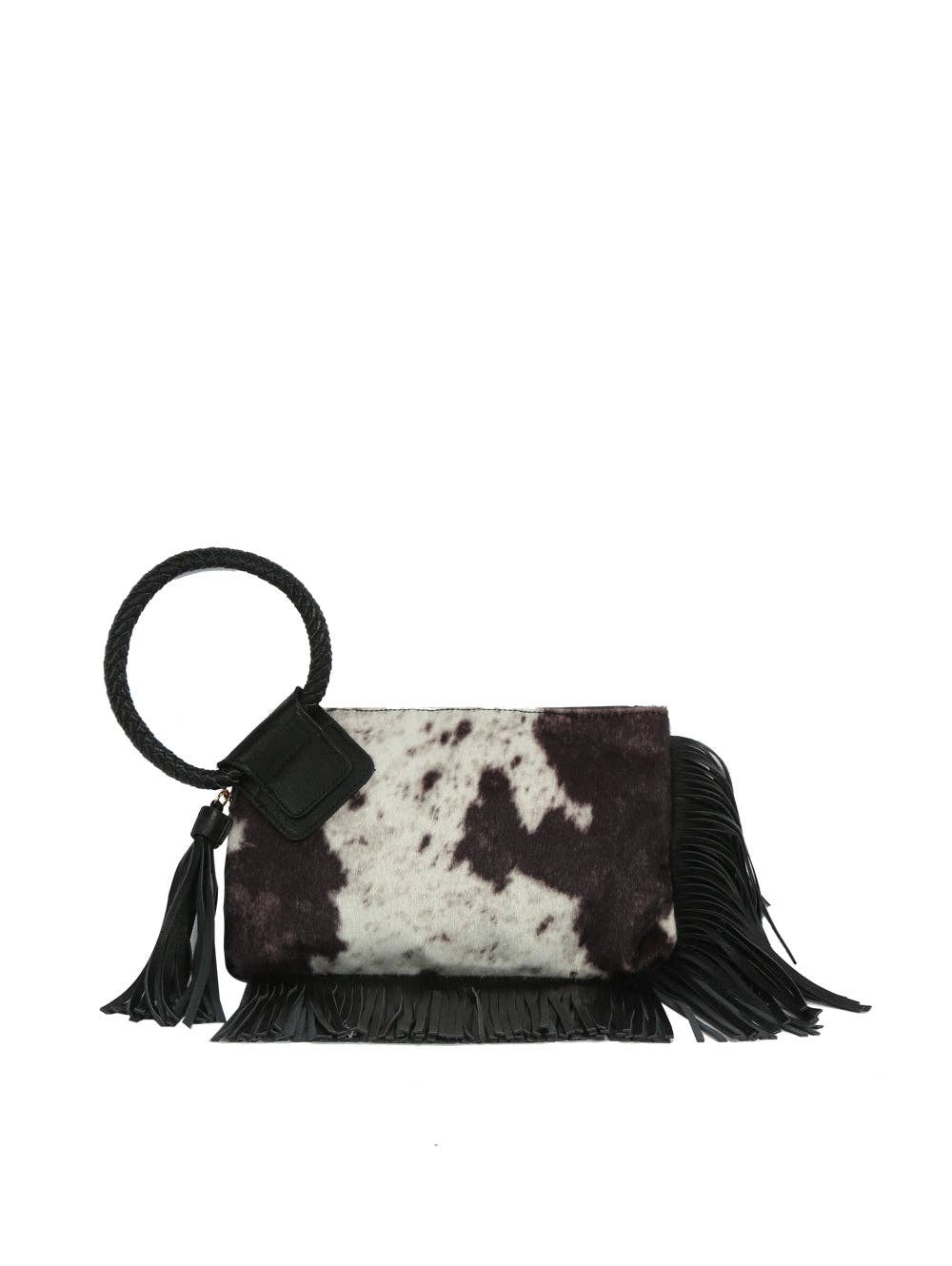 Handbag Factory Corp – wholesale Clutch bag – women's – Western Fringe Cowhide Ring Clutch1
