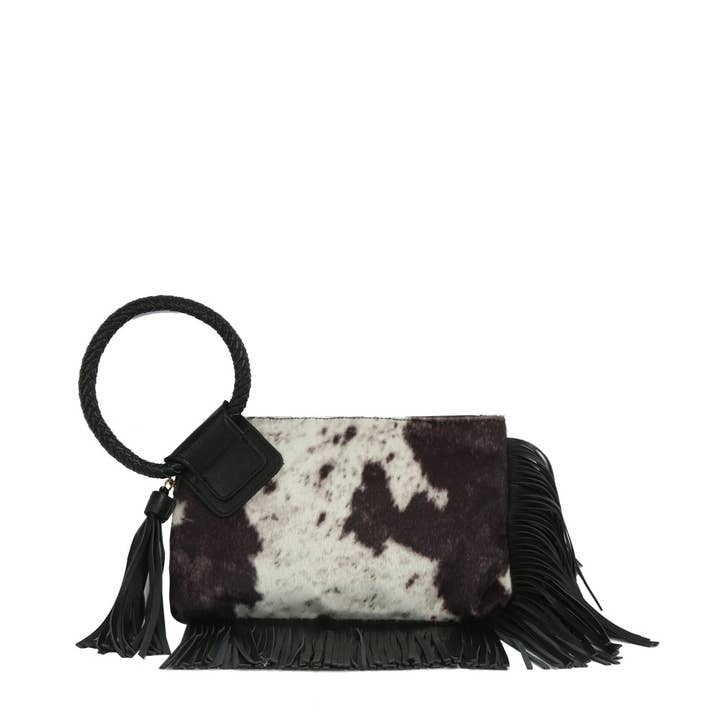 Handbag Factory Corp – wholesale Clutch bag – women's – Western Fringe Cowhide Ring Clutch1