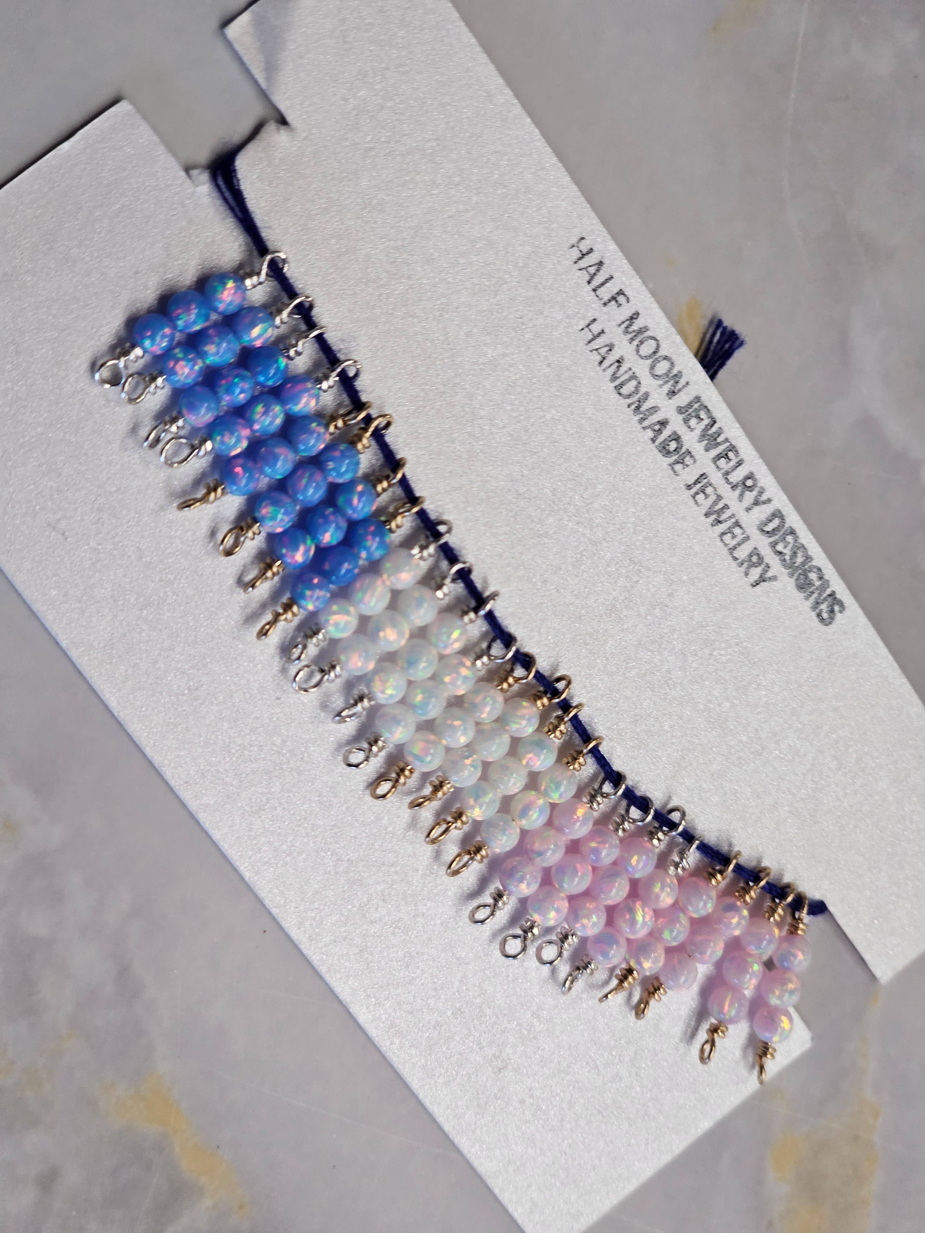 Half Moon Jewelry Designs - Wholesale Individual Charm/Pendant - Opal connector for permanent jewelry, Flashy Opal5