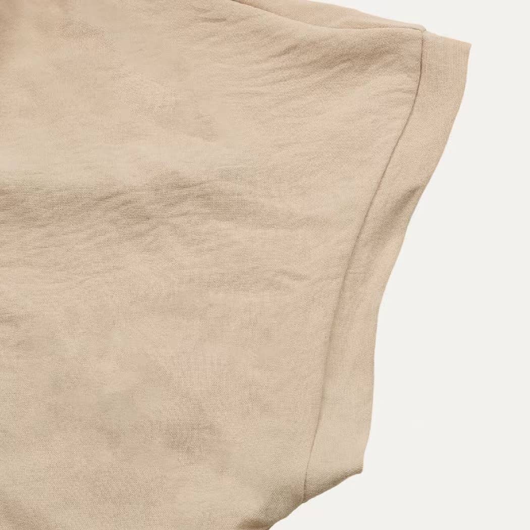 Chic White Apricot Button-Up Short Sleeve Top for wholesale on Faire3