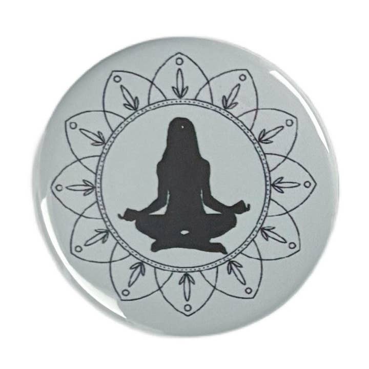 Yoga Pinback Button, Fridge Magnet, PB042 for wholesale by Figgy Digital