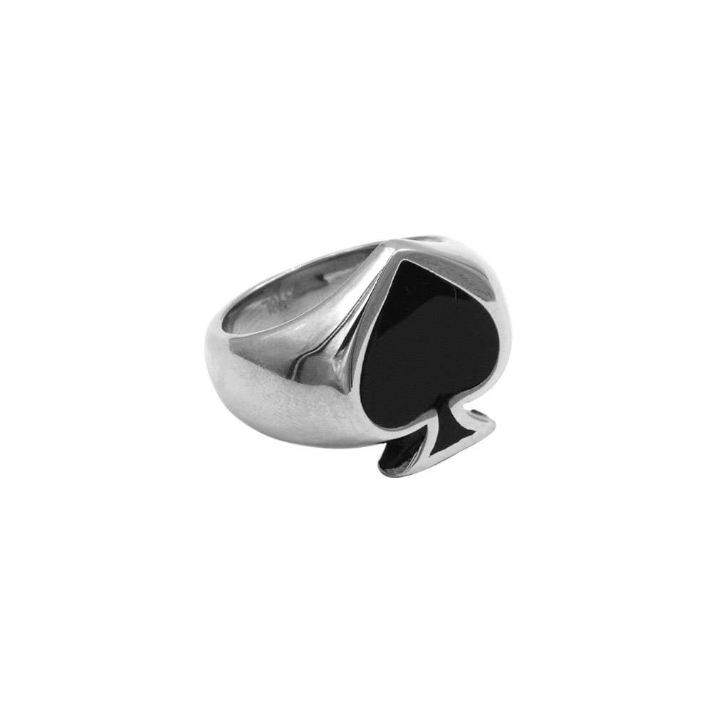 Awaken - Wholesale Signet Ring - Ace of Spades Black Artisan Ring - A-4855
