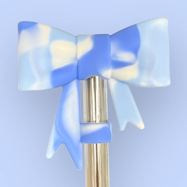 Blueberry Swirl | Bow | Straw Topper 10mm for wholesale by Sip n' Style Shop Co.