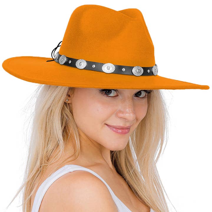 Cap Zone – Fedora - Mulher por atacado – Chapéu de Feltro Rancher de Aba Larga com Cinto de Conchas11
