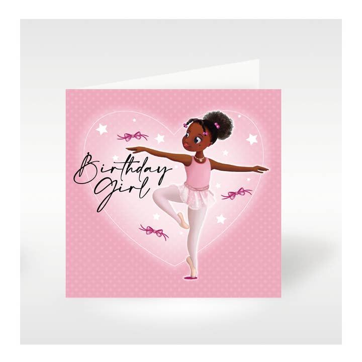 Tarjeta de cumpleaños Nia Ballerina | Tarjetas de felicitación negras | Regalos para venta al por mayor de Nia Ballerina