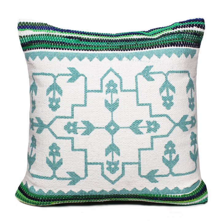 Boho Bordered Budding Floral Mosaic Textile Throw Pillow for wholesale by LR Home