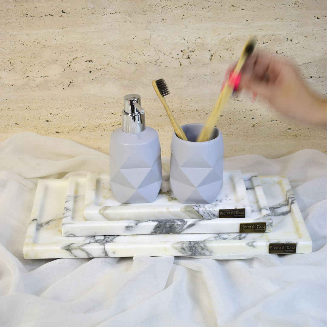 PIETRA DI CASA - Venta al por mayor Bandejas decorativas - Bandeja de mármol Calacatta Vagli italiana PAPA ALANA2