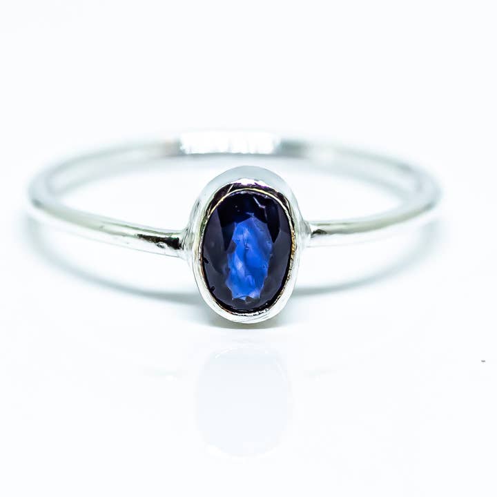 Quasar Gems USA - Wholesale Single Stone/Solitaire Ring - Blue Sapphire Ring Sterling Silver