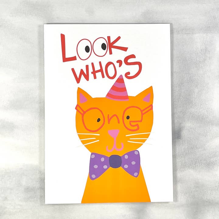 1st Birthday Card - Cute Cat Card - First Birthday Card for wholesale by Tatutina