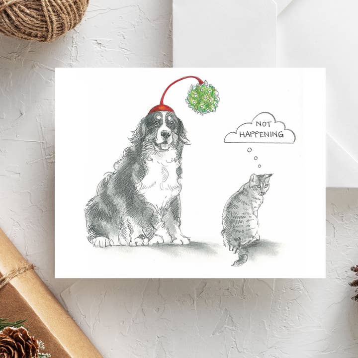 Fable & Sage – postal de Natal por atacado – Cartão de Natal Cão | Bernese Mountain Dog Holiday Card