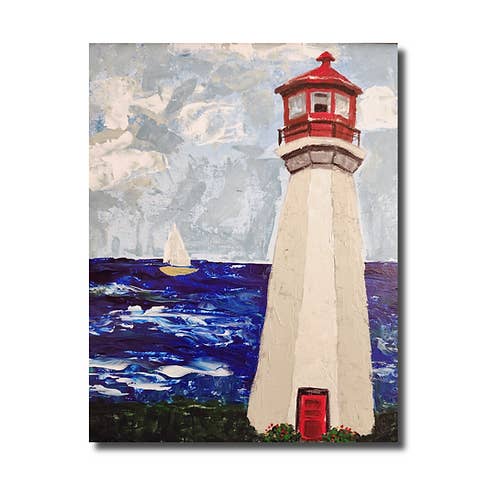 Cartão de Nota Costeira do Farol Vermelho por atacado de Gem Garden Arts