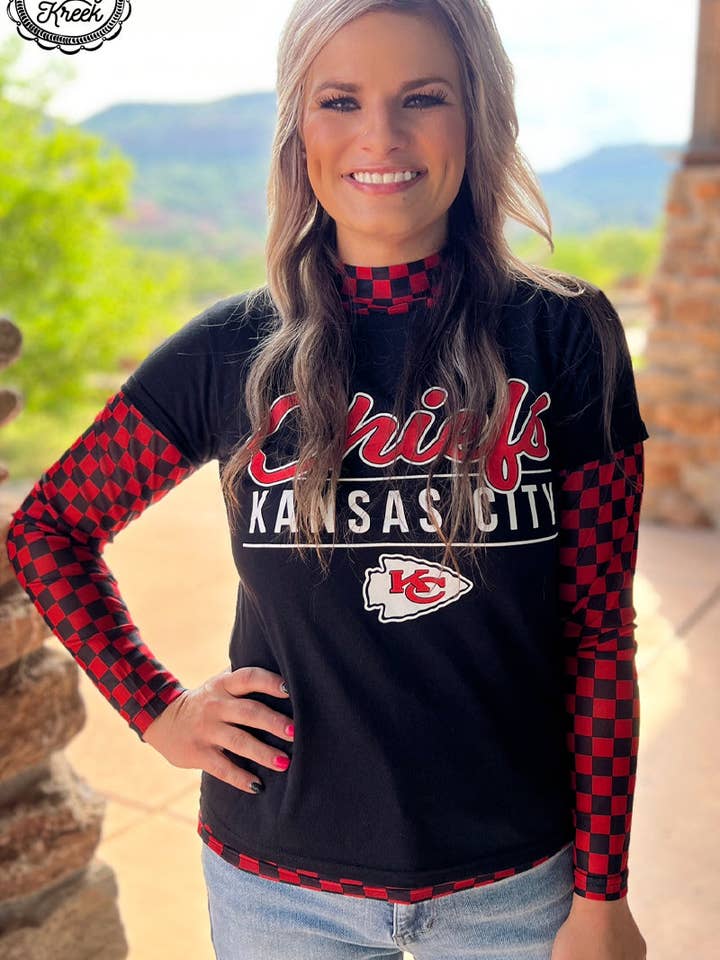 Sterling Kreek - Wholesale Knit Top - Women's - Pep Rally Mesh Top Red & Black1