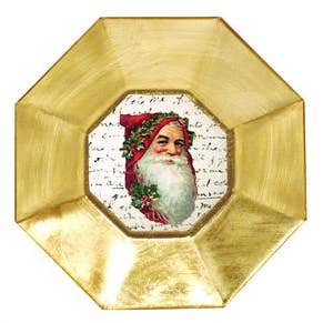 P1258 - Vintage Santa auf Schreib-Decoupage-Teller für den Großhandel von Marye-Kelley