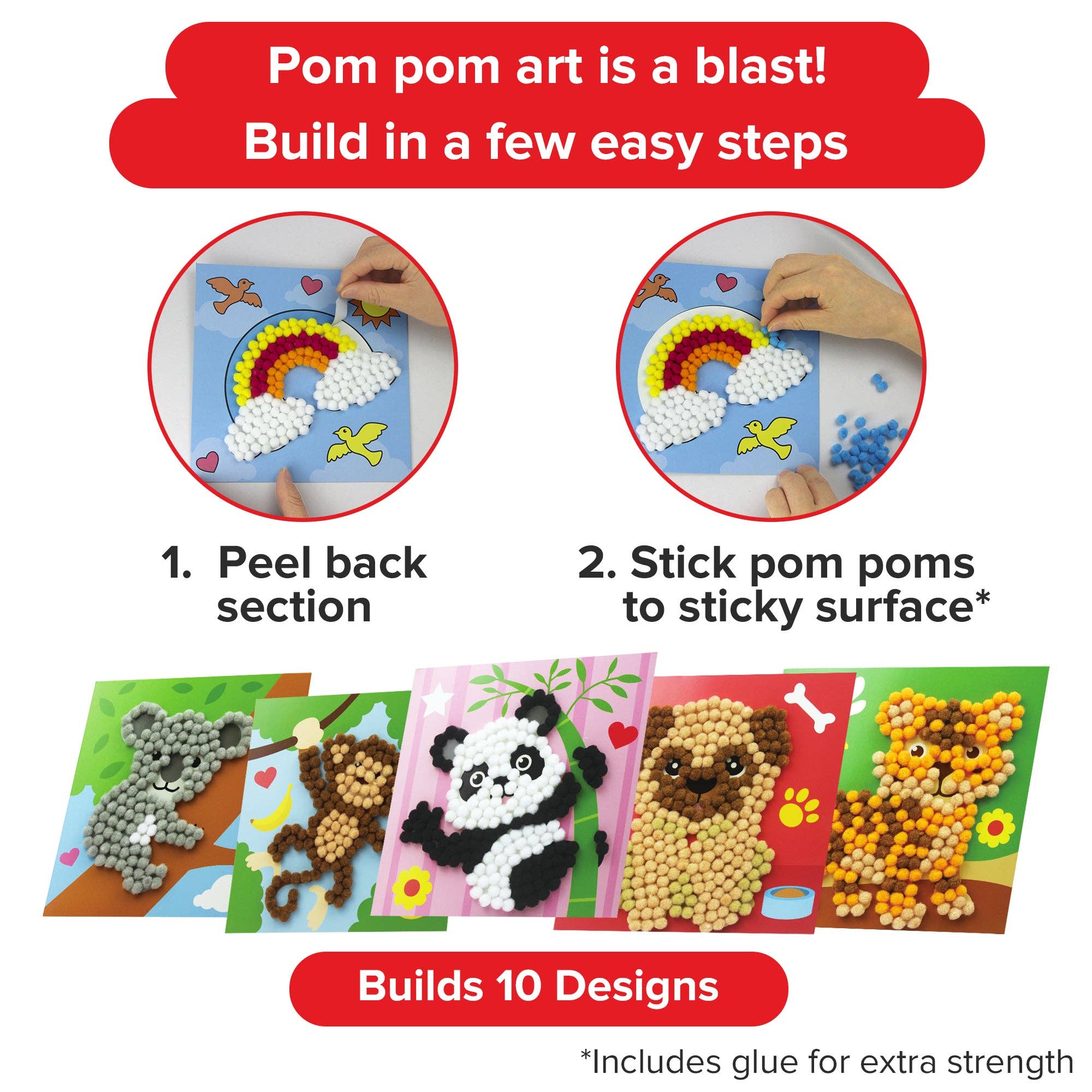 AYK Brand – wholesale DIY craft kit – Child – DIY Pom Pom Art - 10pcs ( Set 4)2