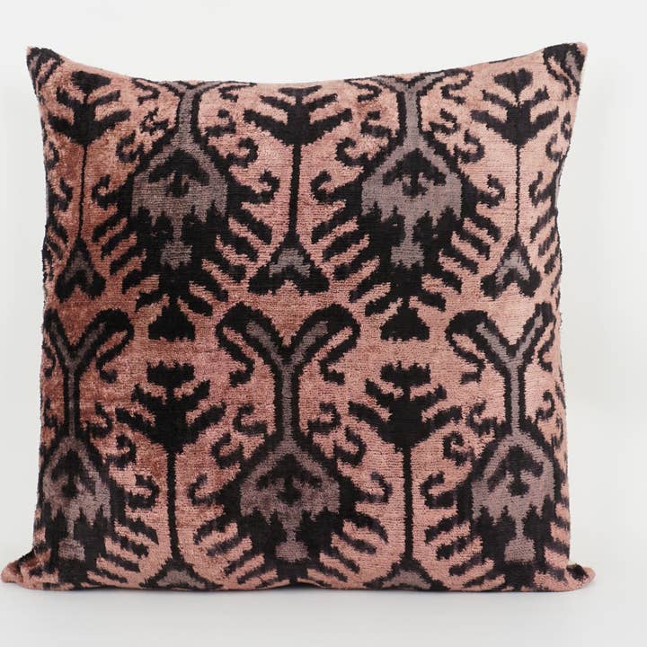 HANDMADE- IKAT SILK/VELVET PILLOWCASE 20"x20" for wholesale by MD Home