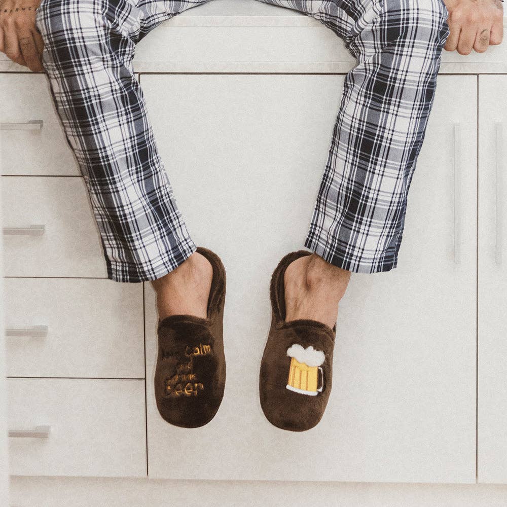 Marpen Slippers - Wholesale Slippers - Women's - “Keep Calm and Drink Beer” Brown Slippers