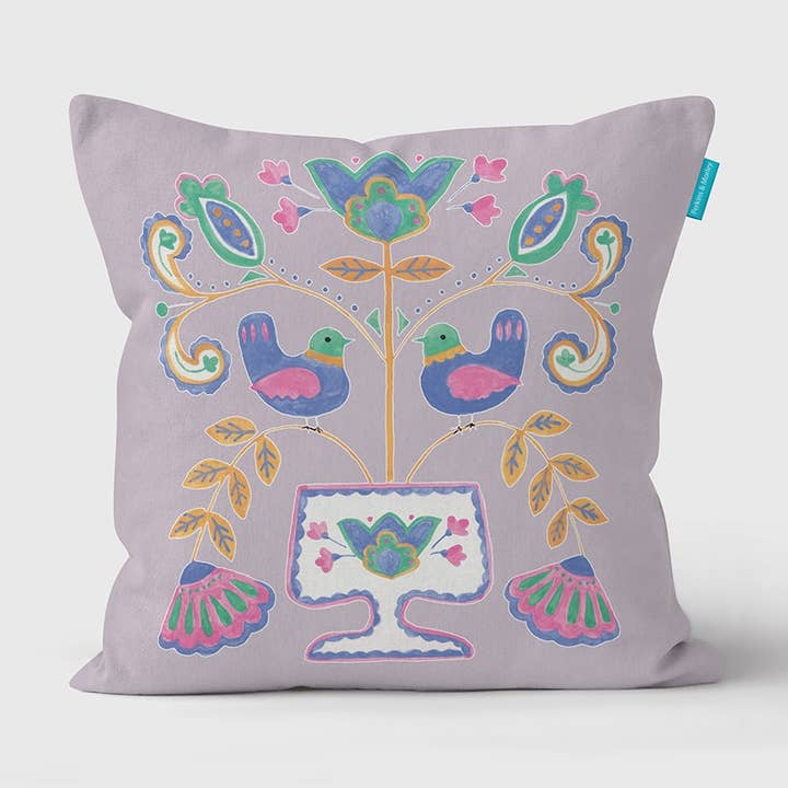 Cojín rosa con forma de dos pajaritos para venta al por mayor de Perkins & Morley