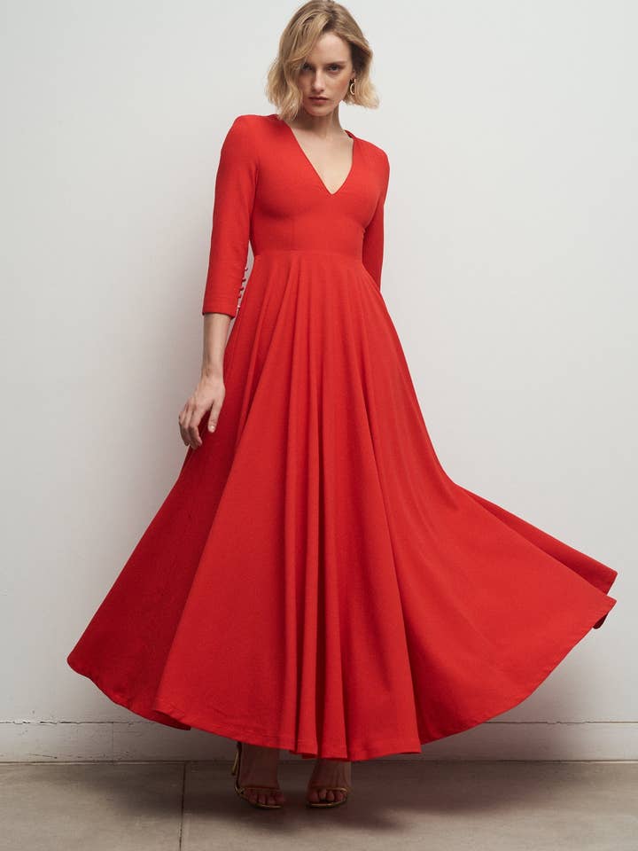 Abito midi da festa color corallo Fifi · Iconics · per la vendita all'ingrosso da parte di Bruna