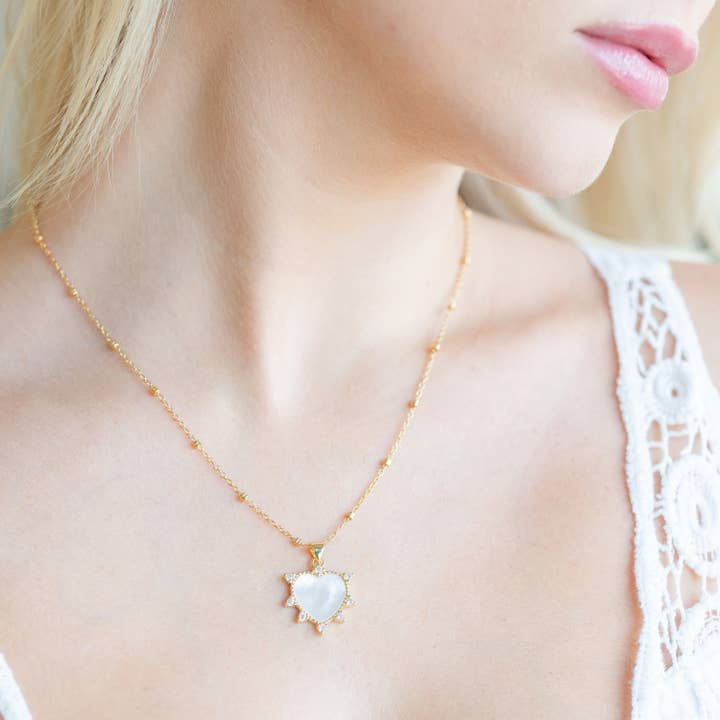 Splendid Iris - Wholesale Pendant/Charm Necklace - Heart And Cz Pendant Necklace1