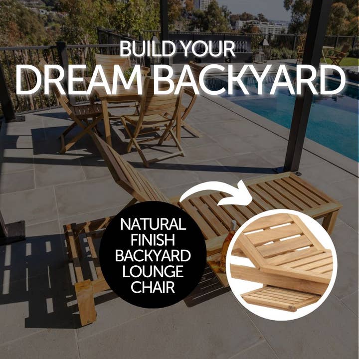 Nordic Teak - Vente Chaise longue - Chaise longue d'extérieur en teck naturel Nordic avec table d'appoint3