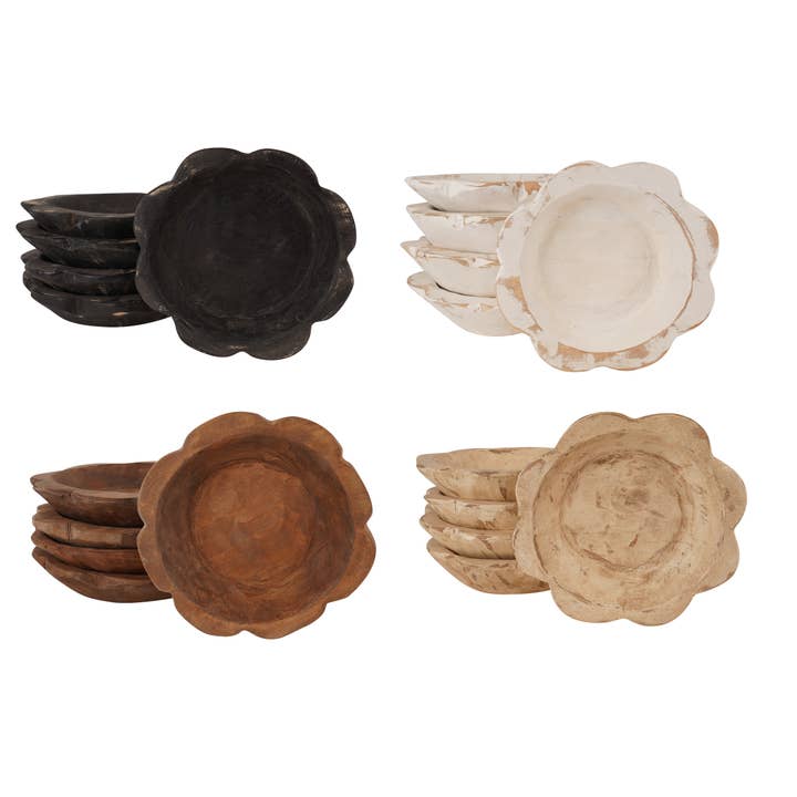 Cuenco pequeño para amasar con flores, decoración del hogar, tallado, 10-12 pulgadas, decoración #2 para venta al por mayor de My Amigos Imports